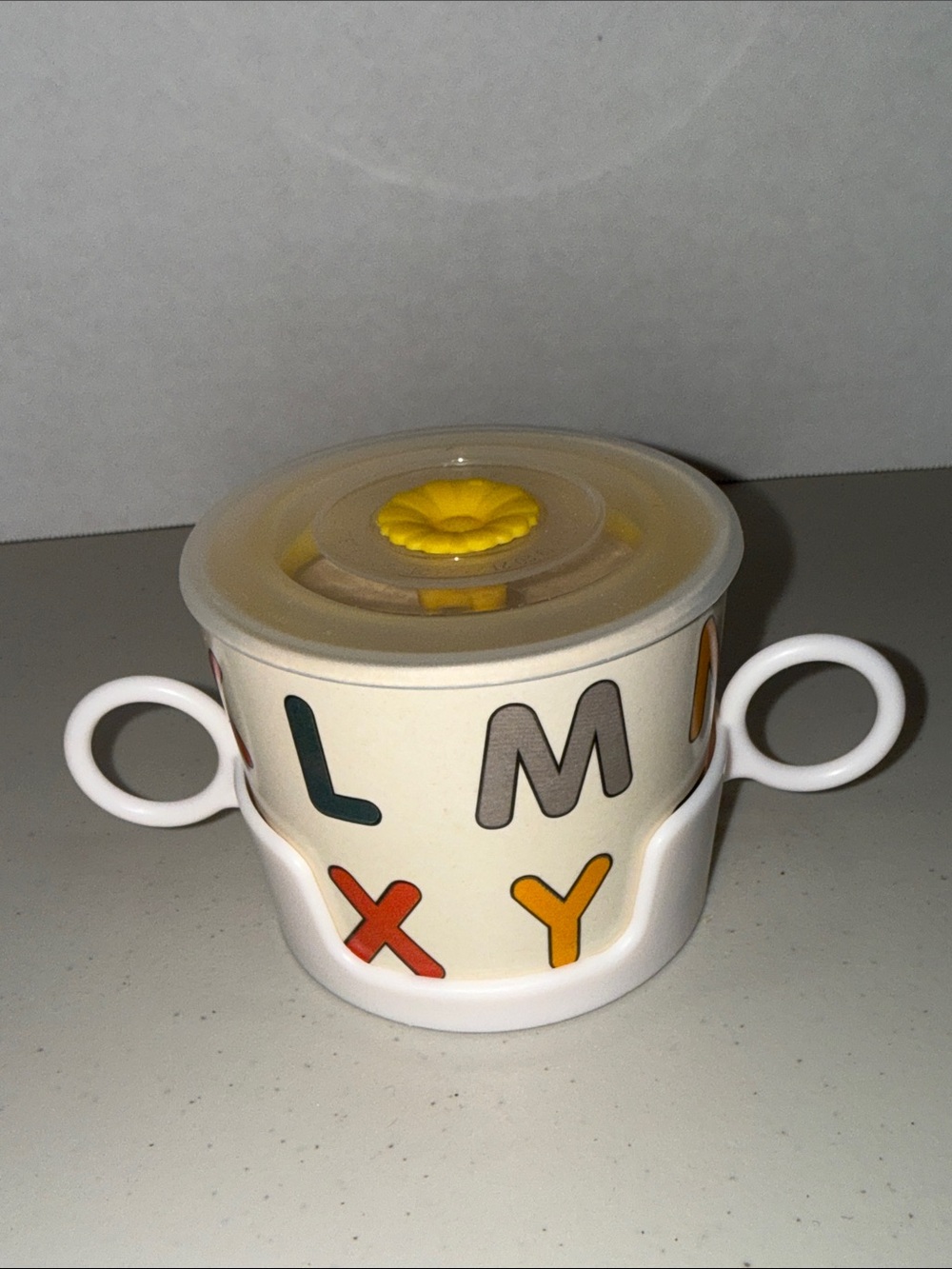 Alphabet toddler bamboo bpa-free cup w leak-proof Lid & removeable base